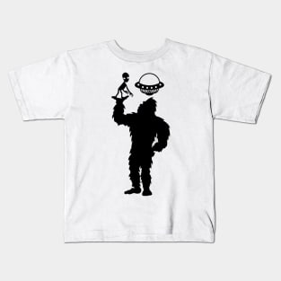 Bigfoot Ufo Silhouette Funny Alien Kids T-Shirt